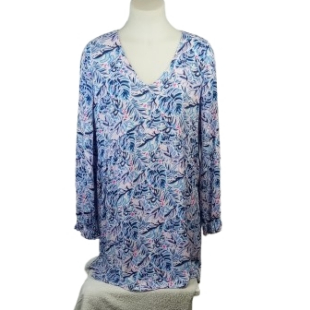 Pink and Blue Floral Baby Doll Dress Sz XL